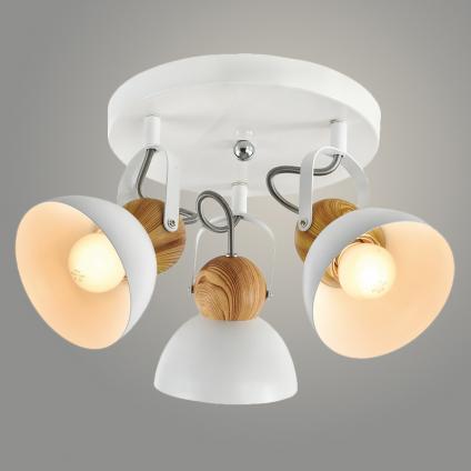 Спот 23391/3 WH+WOOD белый+дерево 3x40W E27 h135, 24